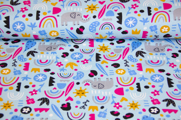 Jersey mit Elefanten, hellblau, 0,5 m